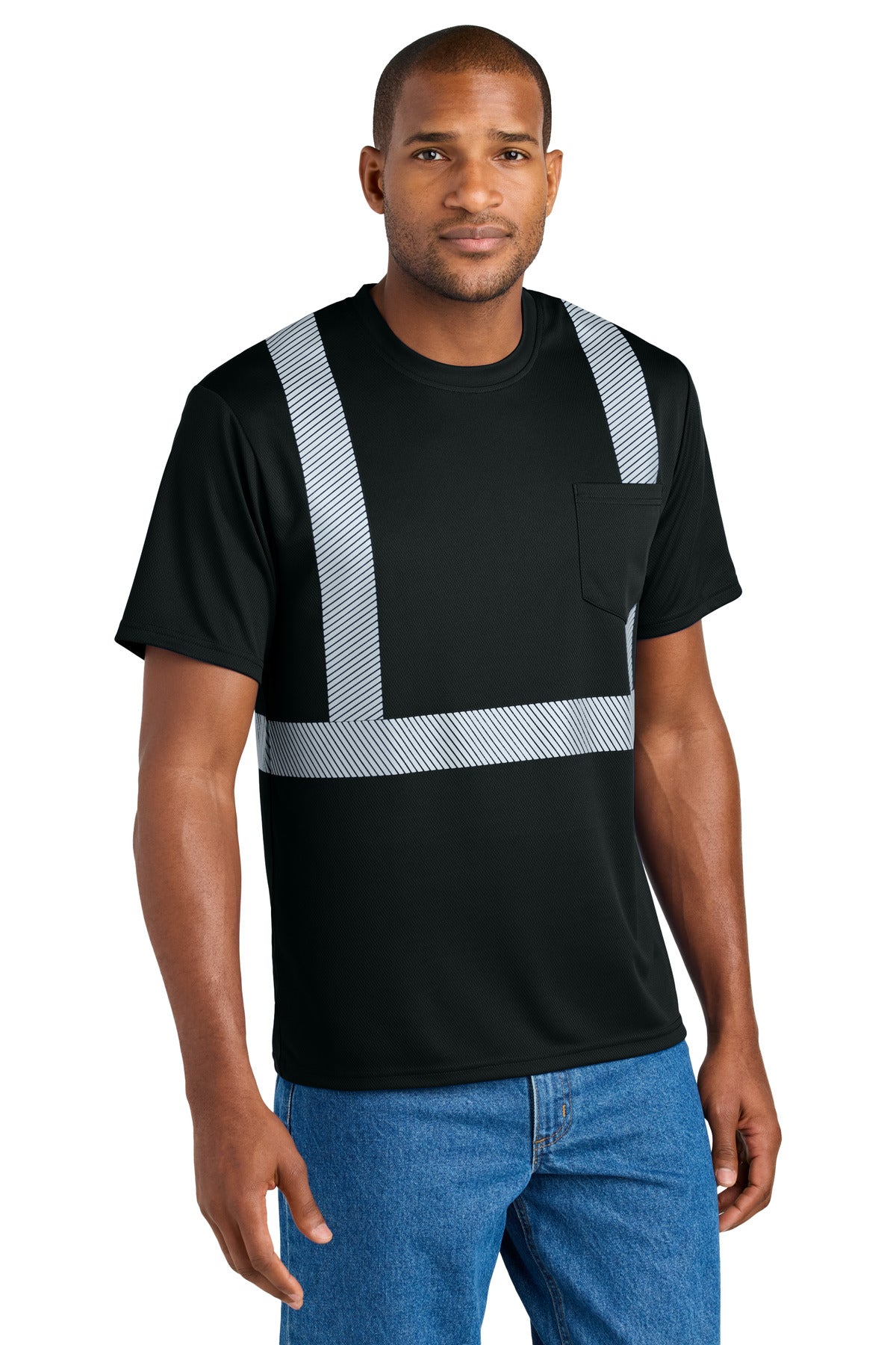 CornerStone Enhanced Visibility Segmented Tape Tee - Black