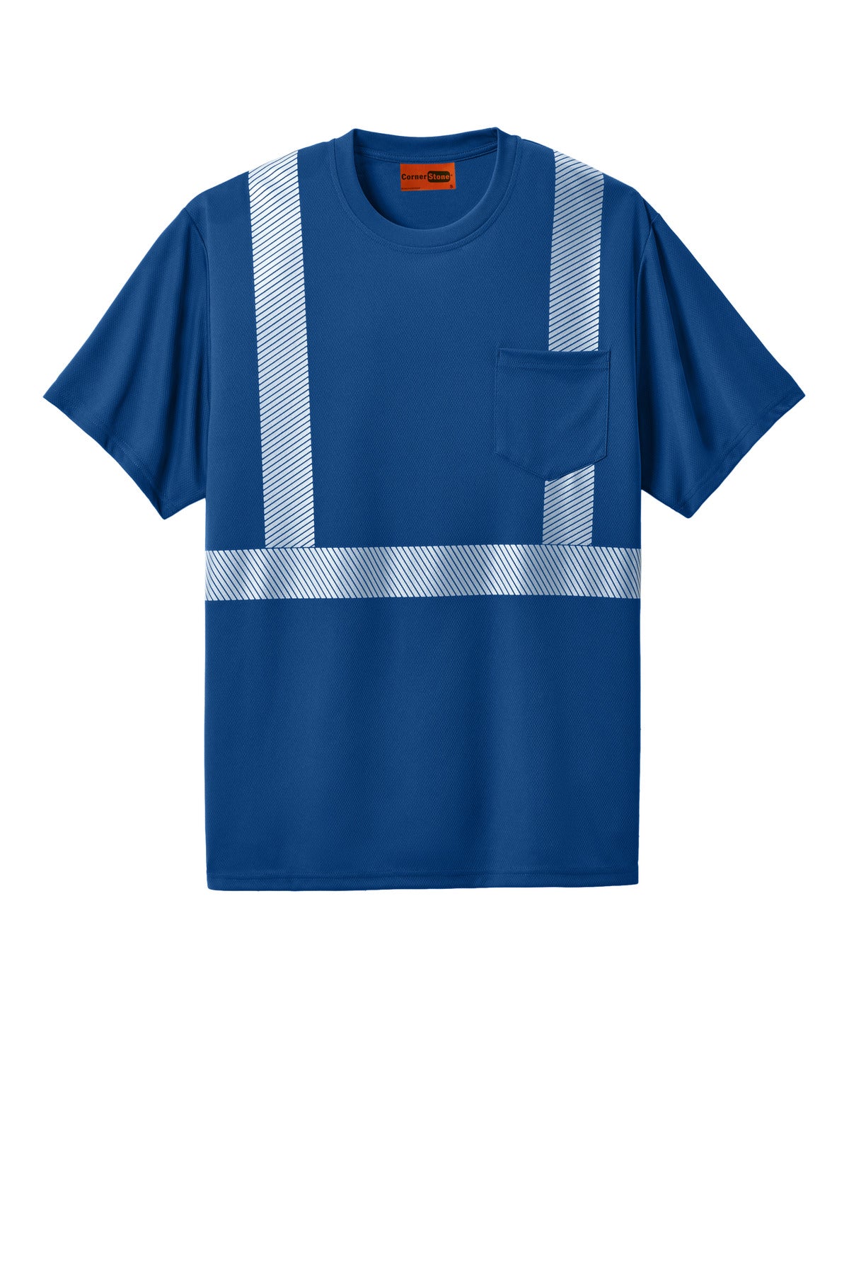 CornerStone Enhanced Visibility Segmented Tape Tee - Royal