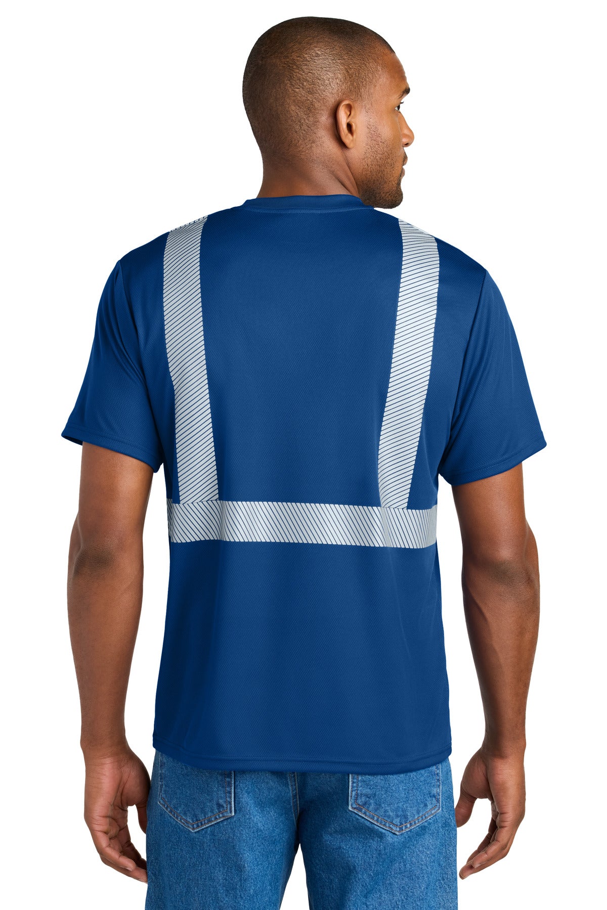 CornerStone Enhanced Visibility Segmented Tape Tee - Royal