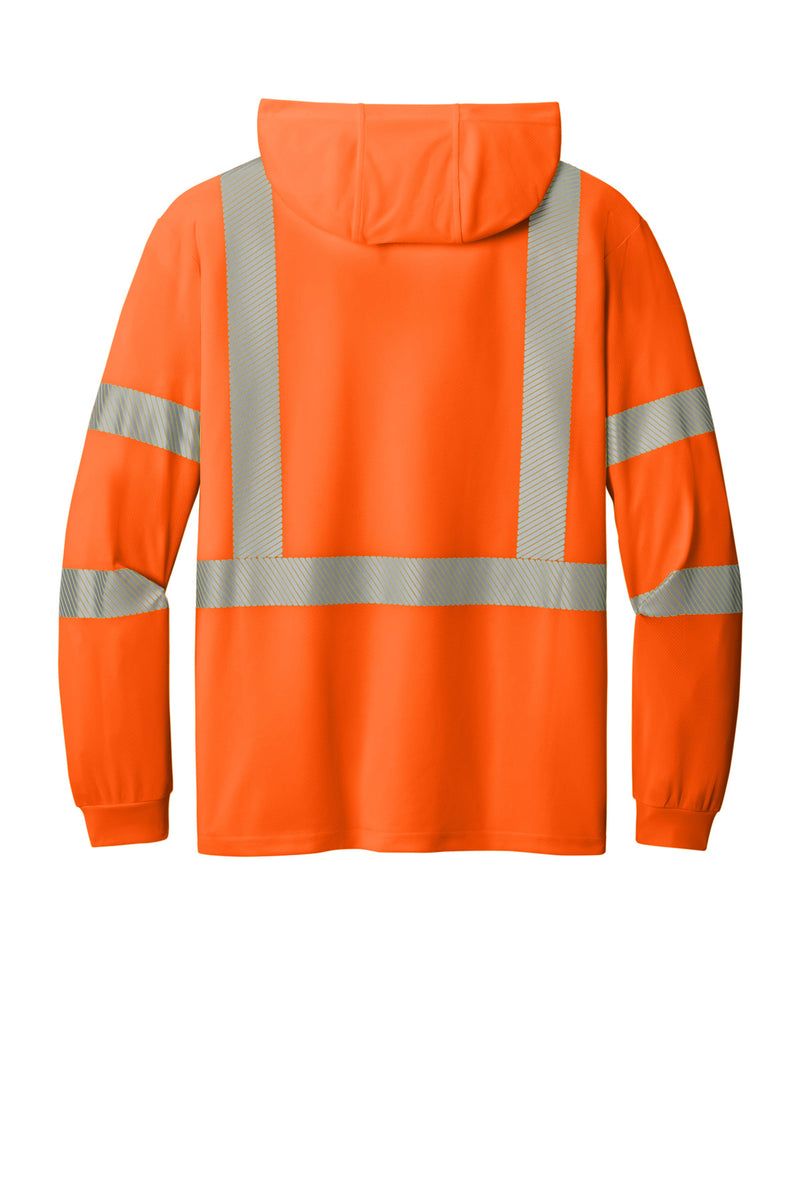 CornerStone ANSI 107 Class 3 Long Sleeve Segmented Tape Hooded Tee - Safety Orange