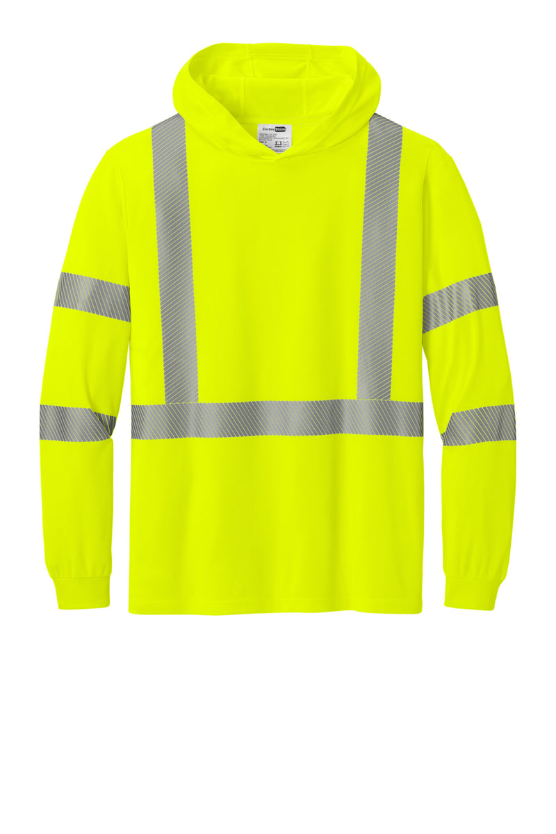 CornerStone ANSI 107 Class 3 Long Sleeve Segmented Tape Hooded Tee - Safety Yellow