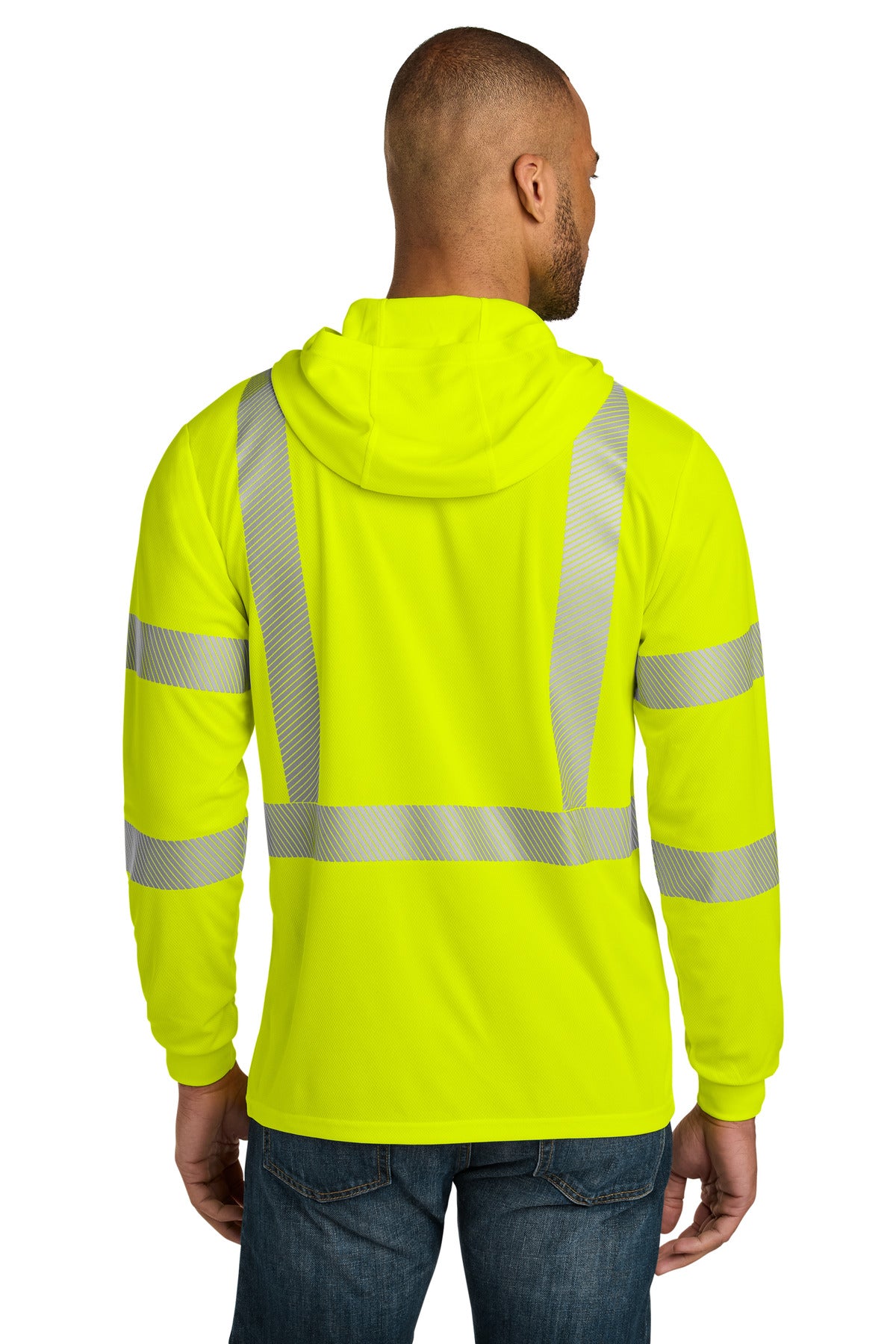 CornerStone ANSI 107 Class 3 Long Sleeve Segmented Tape Hooded Tee - Safety Yellow
