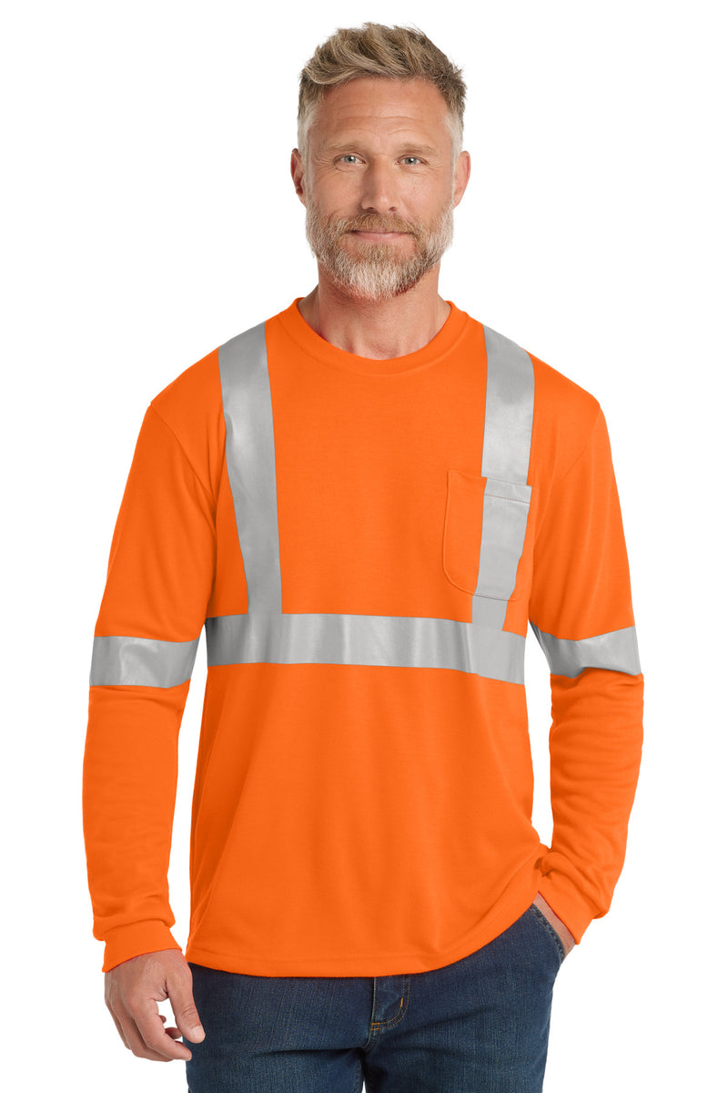 CornerStone ANSI 107 Class 2 Long Sleeve Safety T-Shirt - Safety Orange/ Reflective