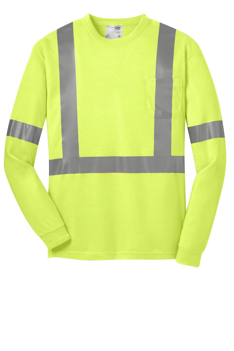 CornerStone ANSI 107 Class 2 Long Sleeve Safety T-Shirt - Safety Yellow/ Reflective