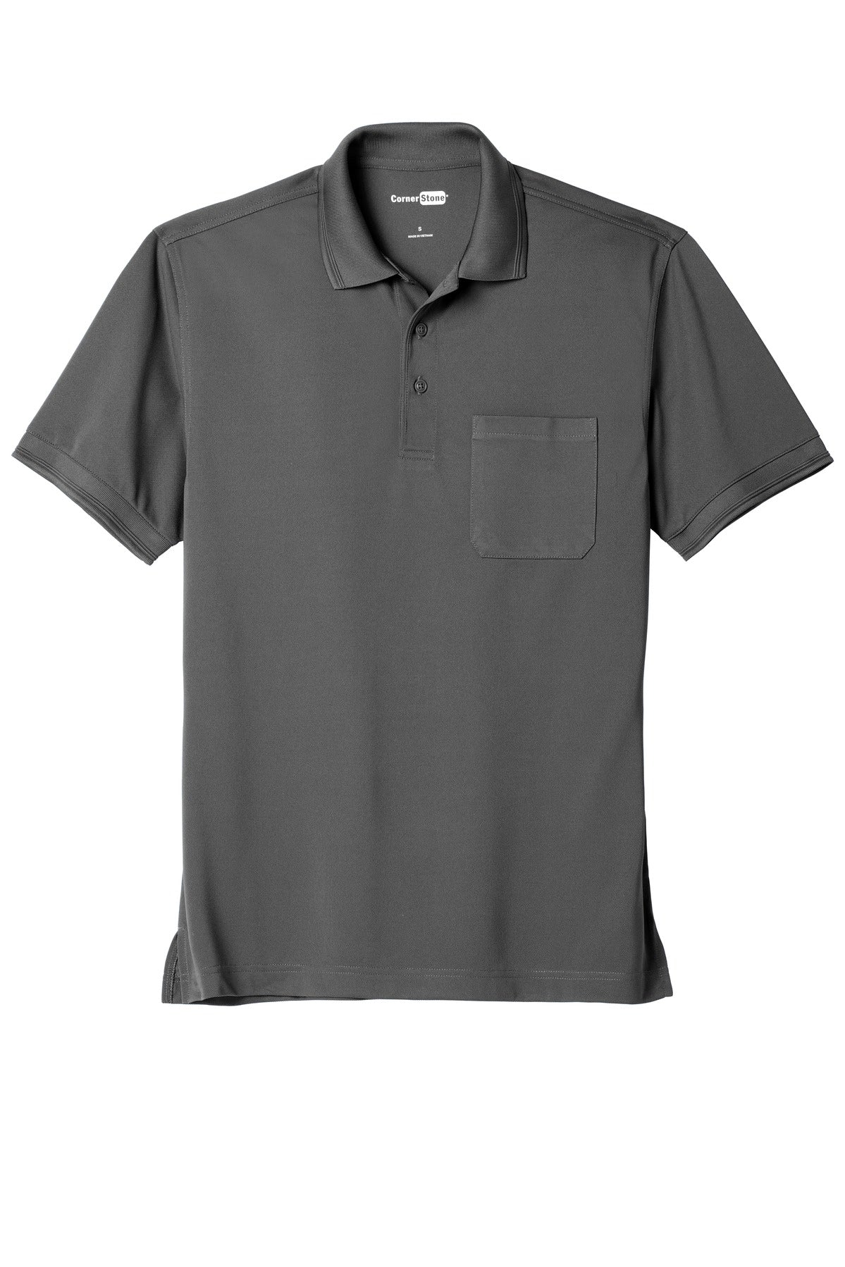 CornerStone  Industrial Snag-Proof Pique Pocket Polo - Charcoal