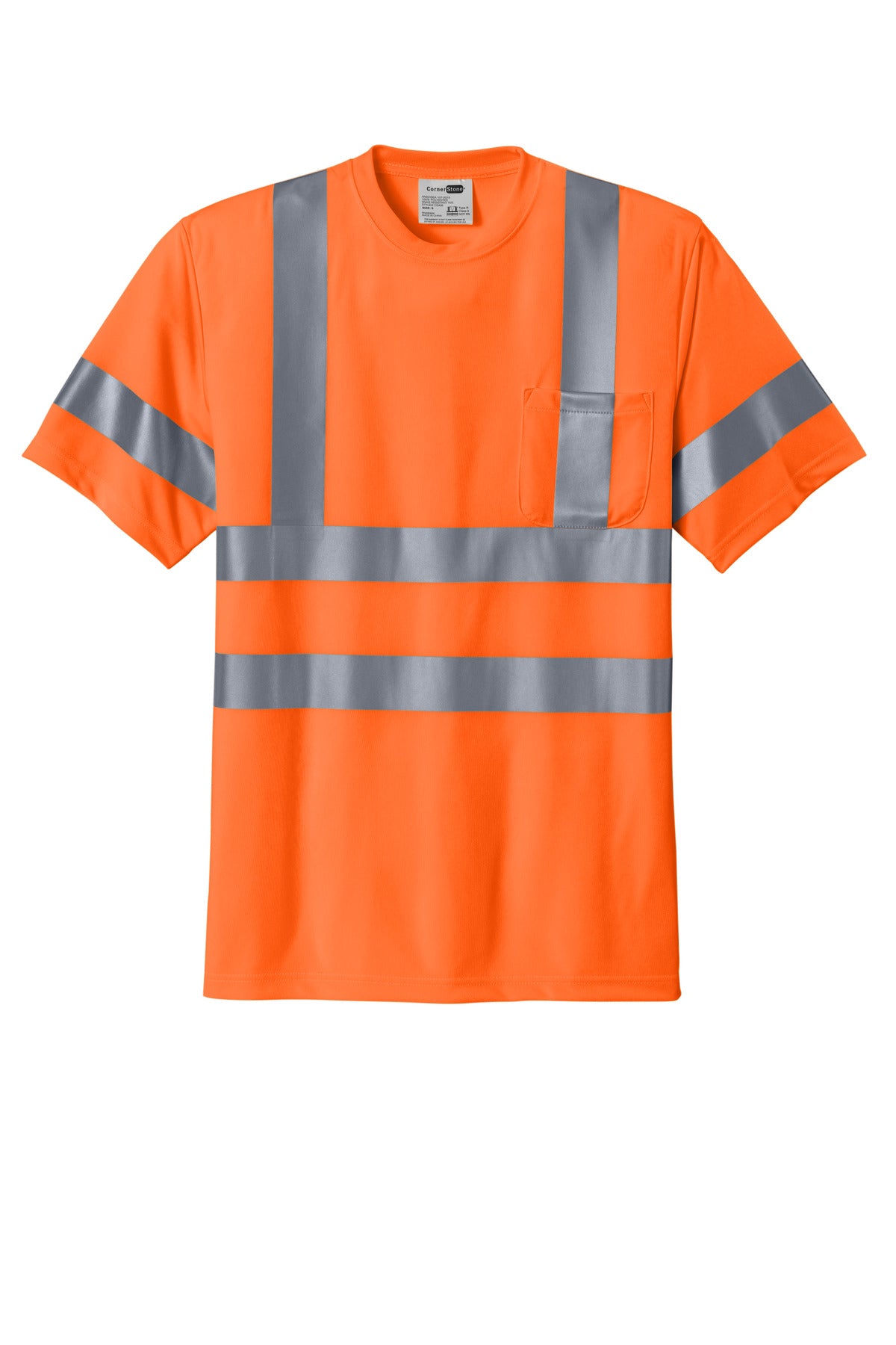 CornerStone - ANSI 107 Class 3 Short Sleeve Snag-Resistant Reflective T-Shirt - Safety Orange