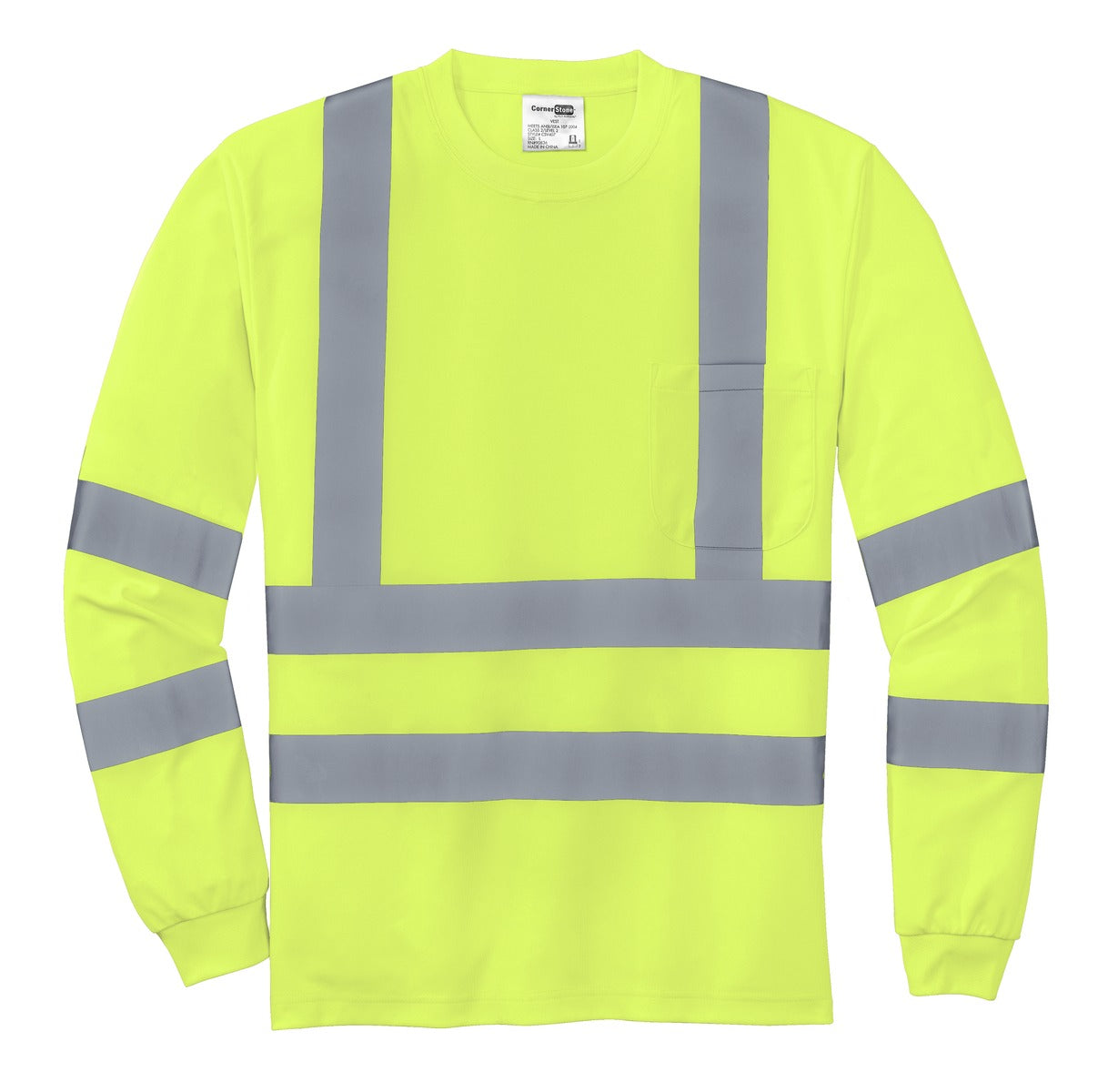 CornerStone - ANSI 107 Class 3 Long Sleeve Snag-Resistant Reflective T-Shirt - Safety Yellow