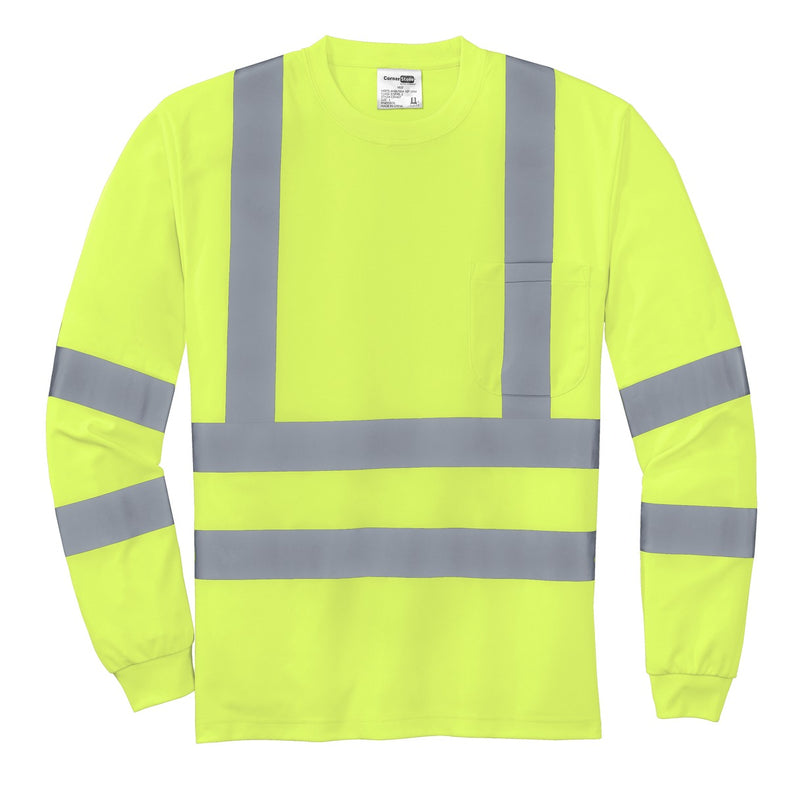 CornerStone - ANSI 107 Class 3 Long Sleeve Snag-Resistant Reflective T-Shirt - Safety Yellow