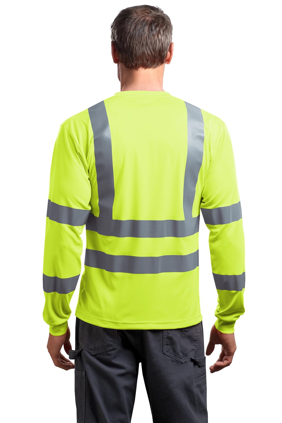 CornerStone - ANSI 107 Class 3 Long Sleeve Snag-Resistant Reflective T-Shirt - Safety Yellow