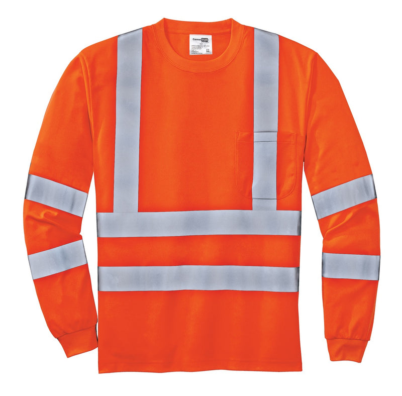 CornerStone - ANSI 107 Class 3 Long Sleeve Snag-Resistant Reflective T-Shirt - Safety Orange