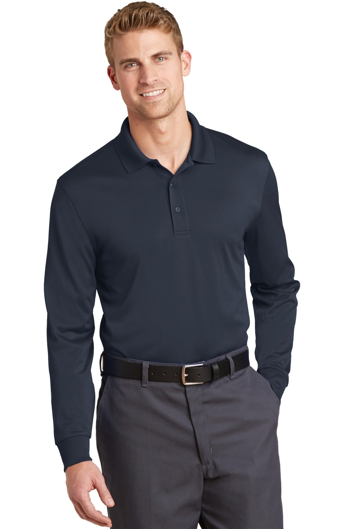 CornerStone Select Snag-Proof Long Sleeve Polo - Dark Navy