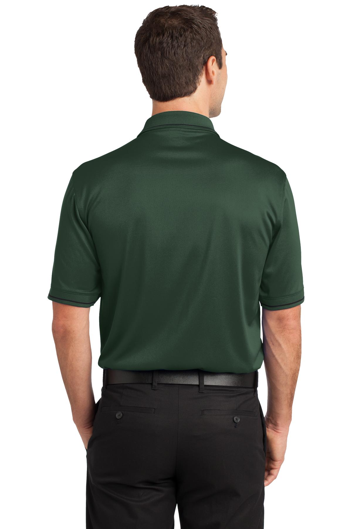 CornerStone Select Snag-Proof Tipped Pocket Polo - Dark Green/ Black