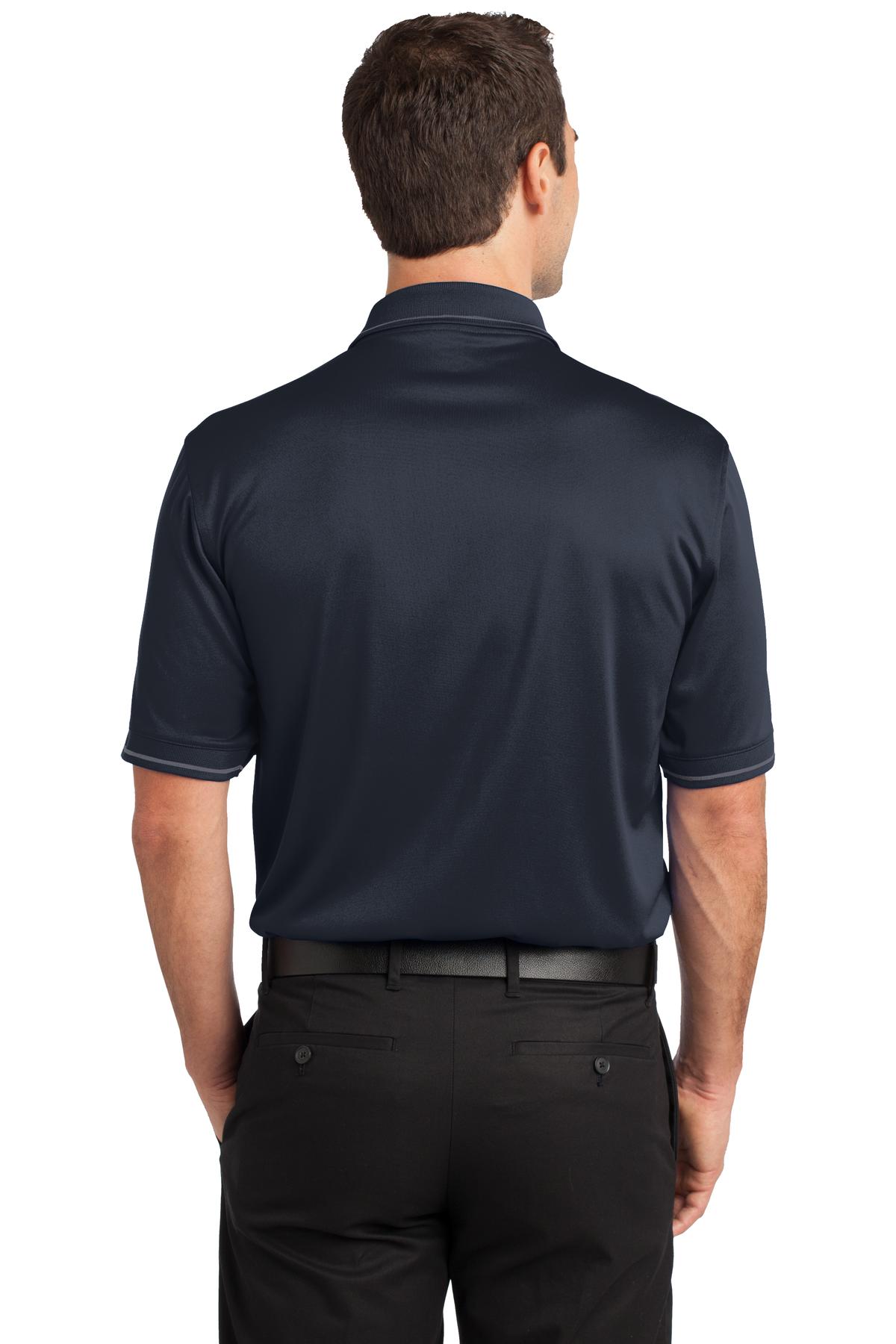 CornerStone Select Snag-Proof Tipped Pocket Polo - Dark Navy/ Smoke Grey