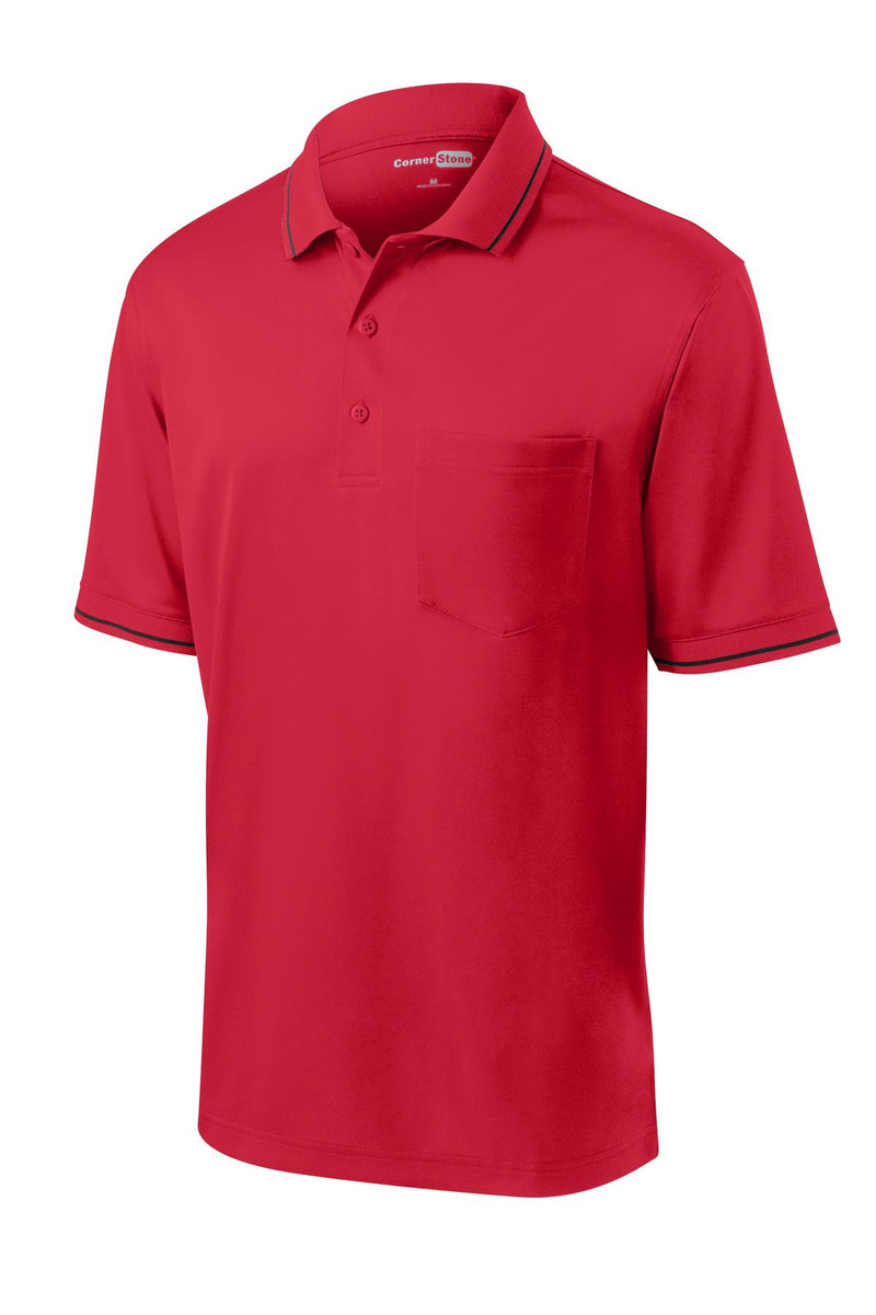 CornerStone Select Snag-Proof Tipped Pocket Polo - Red/ Black