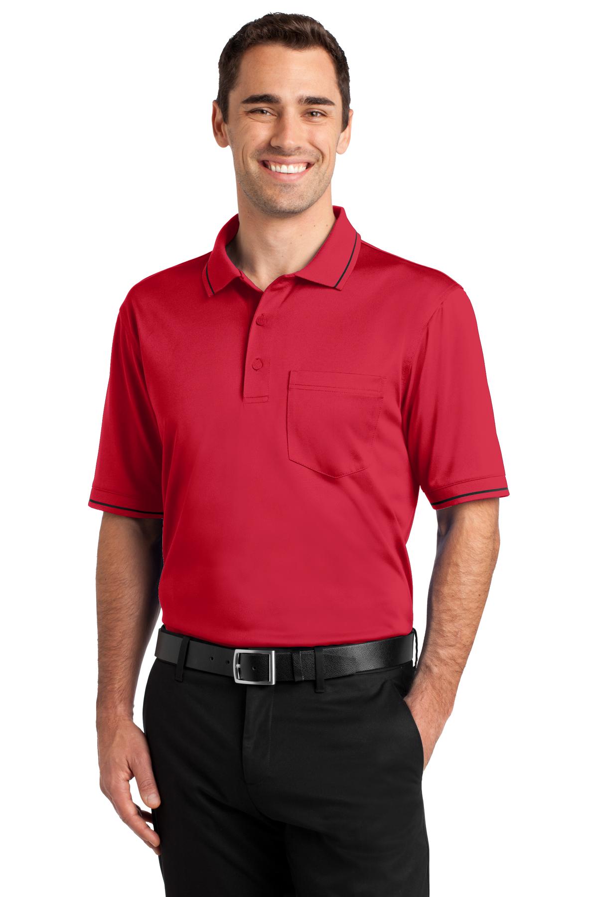 CornerStone Select Snag-Proof Tipped Pocket Polo - Red/ Black
