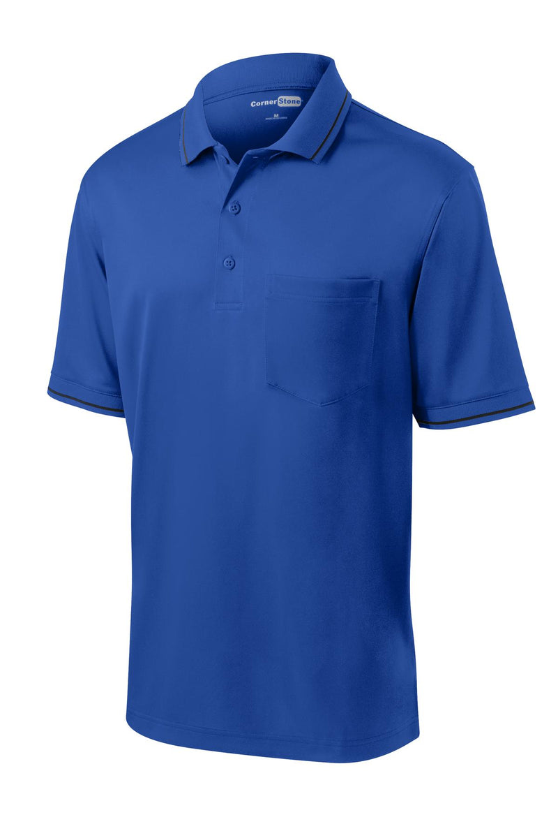 CornerStone Select Snag-Proof Tipped Pocket Polo - Royal/ Black