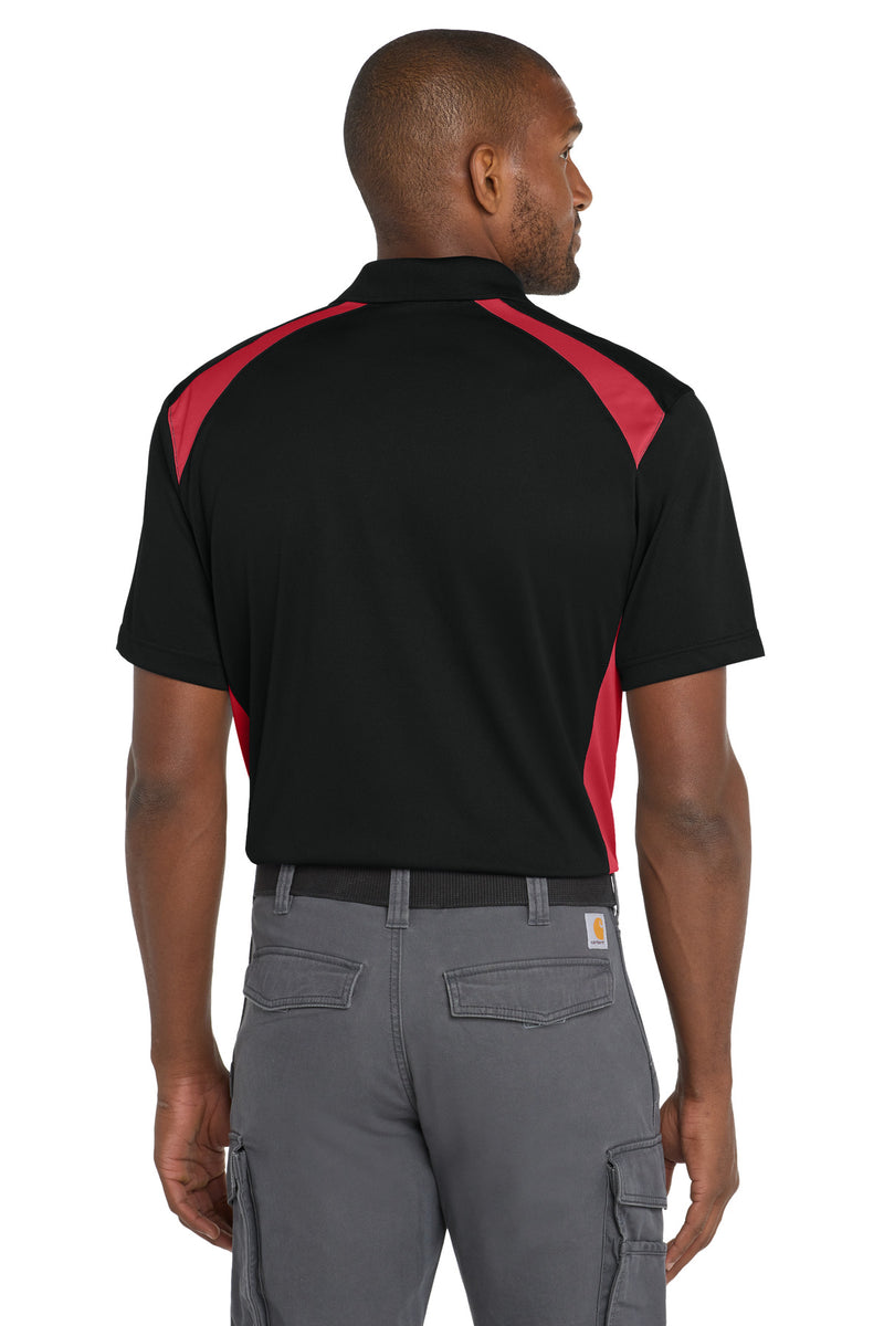 CornerStone Select Snag-Proof Two Way Colorblock Pocket Polo - Black/ Red
