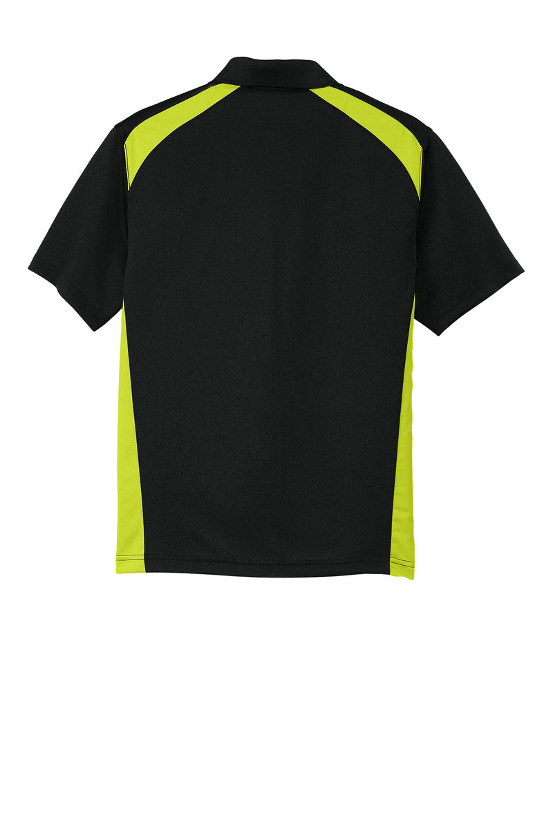 CornerStone Select Snag-Proof Two Way Colorblock Pocket Polo - Black/ Shock Green