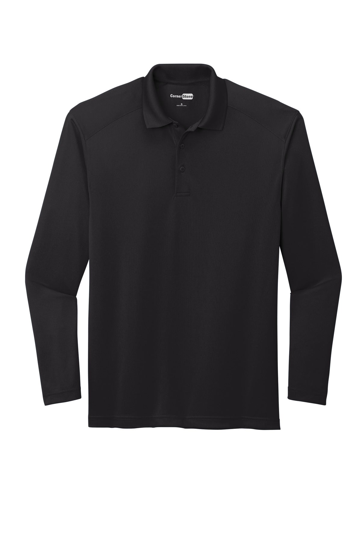 CornerStone Select Lightweight Snag-Proof Long Sleeve Polo - Black