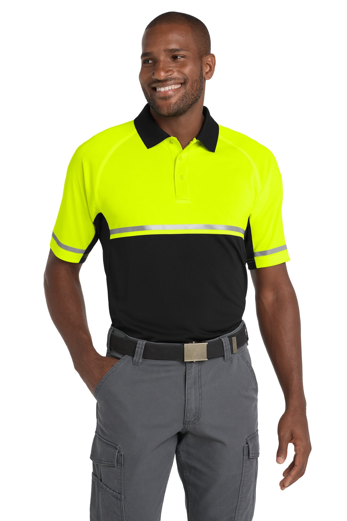 CornerStone  Select Lightweight Snag-Proof Enhanced Visibility Polo - Safety Yellow/ Black