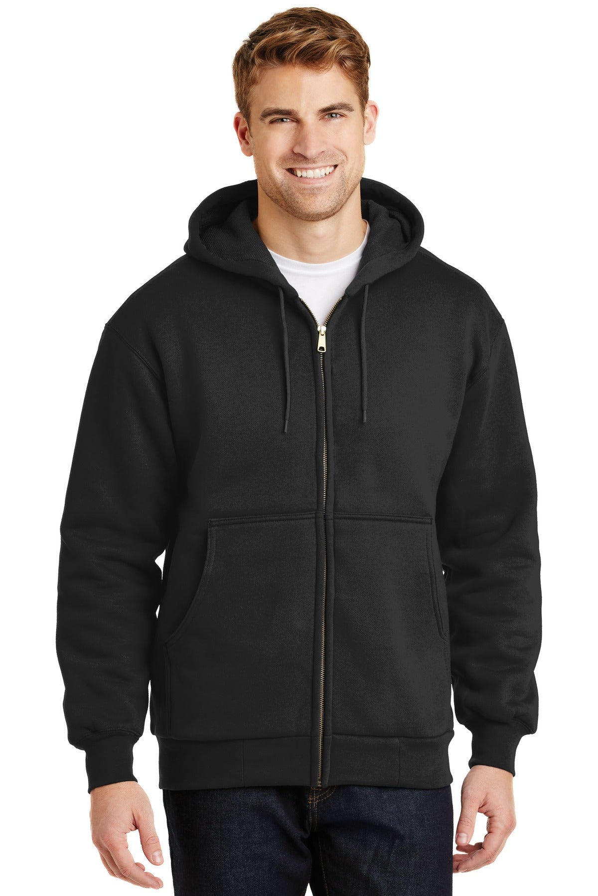 CornerStone - Heavyweight Full-Zip Hooded Sweatshirt with Thermal Lining - Black