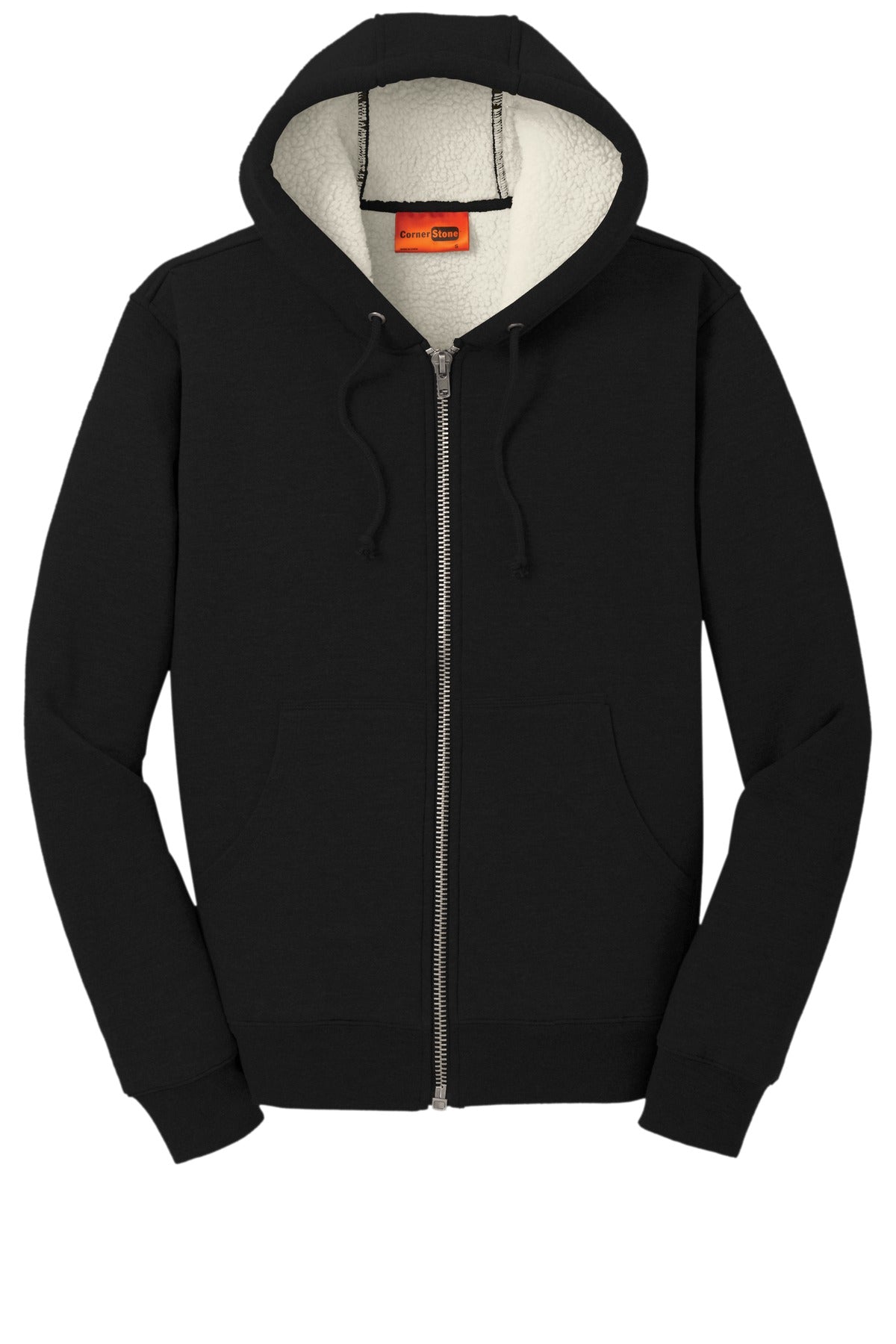 CornerStone Heavyweight Sherpa-Lined Hooded Fleece Jacket - Black