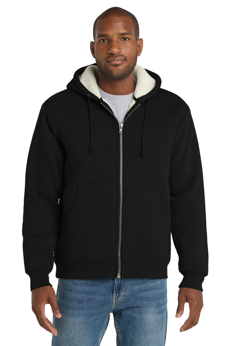 CornerStone Heavyweight Sherpa-Lined Hooded Fleece Jacket - Black
