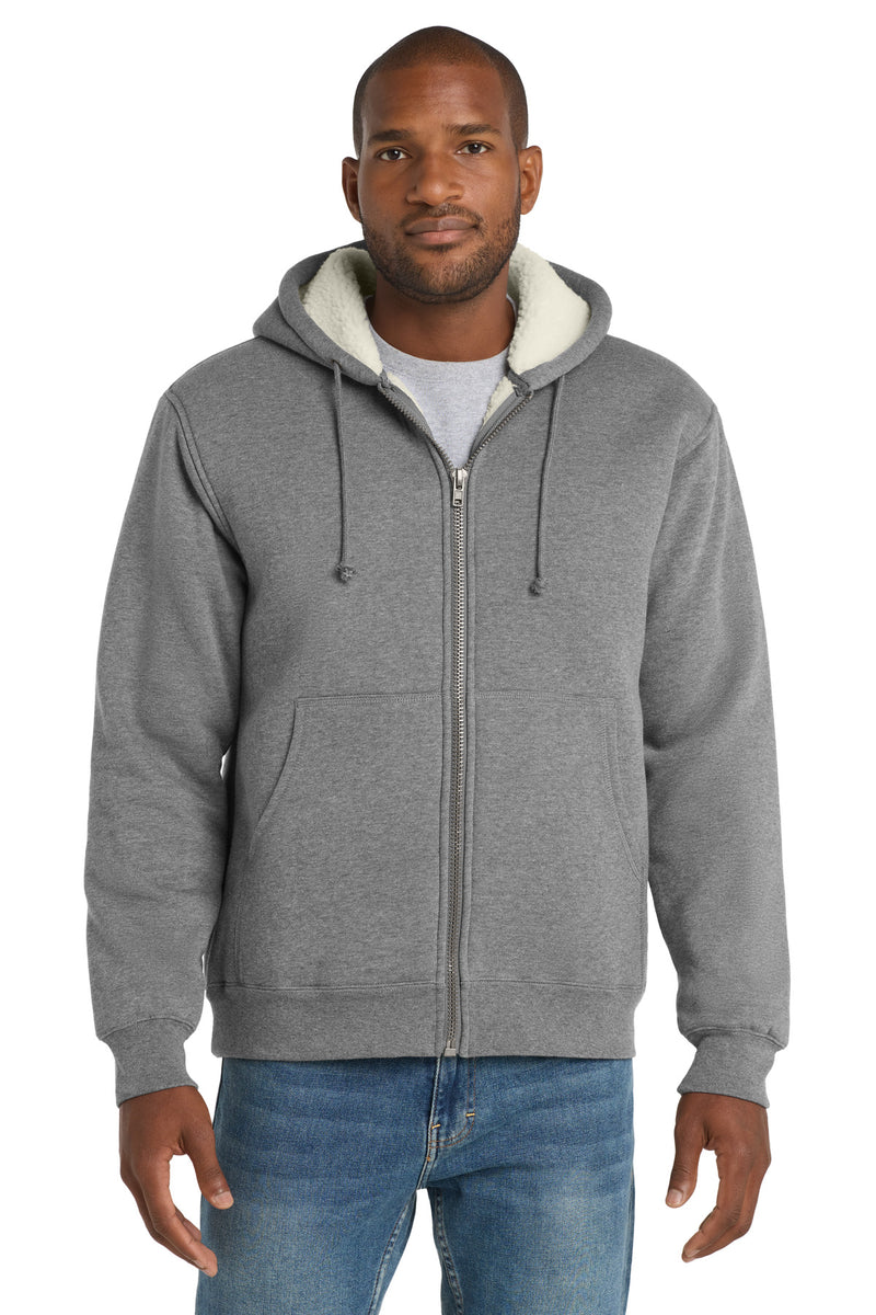 CornerStone Heavyweight Sherpa-Lined Hooded Fleece Jacket - Grey
