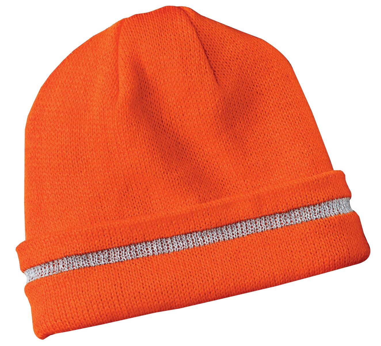 CornerStone - Enhanced Visibility Beanie with Reflective Stripe - Safety Orange/ Reflective