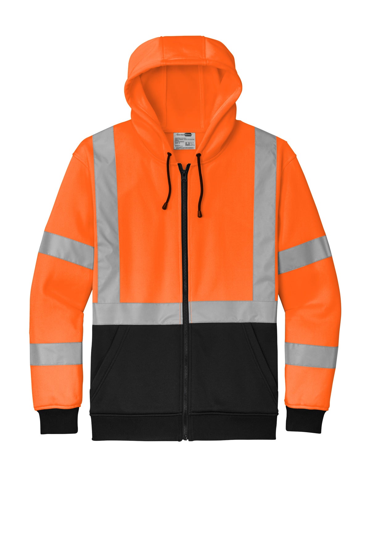 CornerStone A107 Class 3 Heavy-Duty Fleece Full-Zip Hoodie - Safety Orange