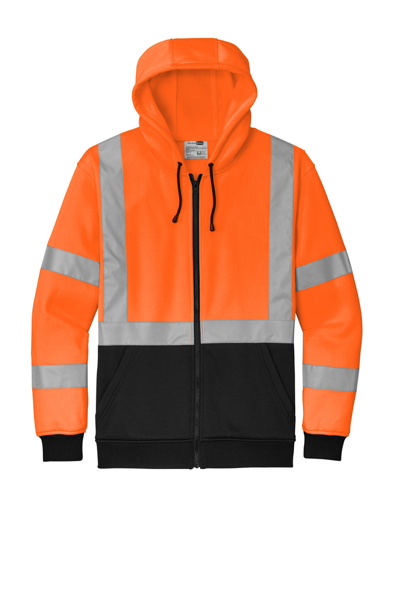 CornerStone A107 Class 3 Heavy-Duty Fleece Full-Zip Hoodie - Safety Orange