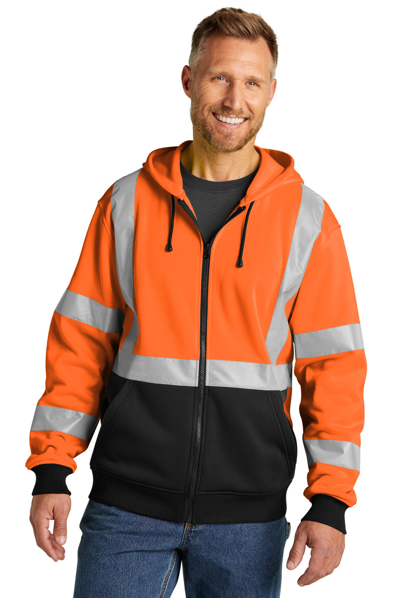 CornerStone A107 Class 3 Heavy-Duty Fleece Full-Zip Hoodie - Safety Orange