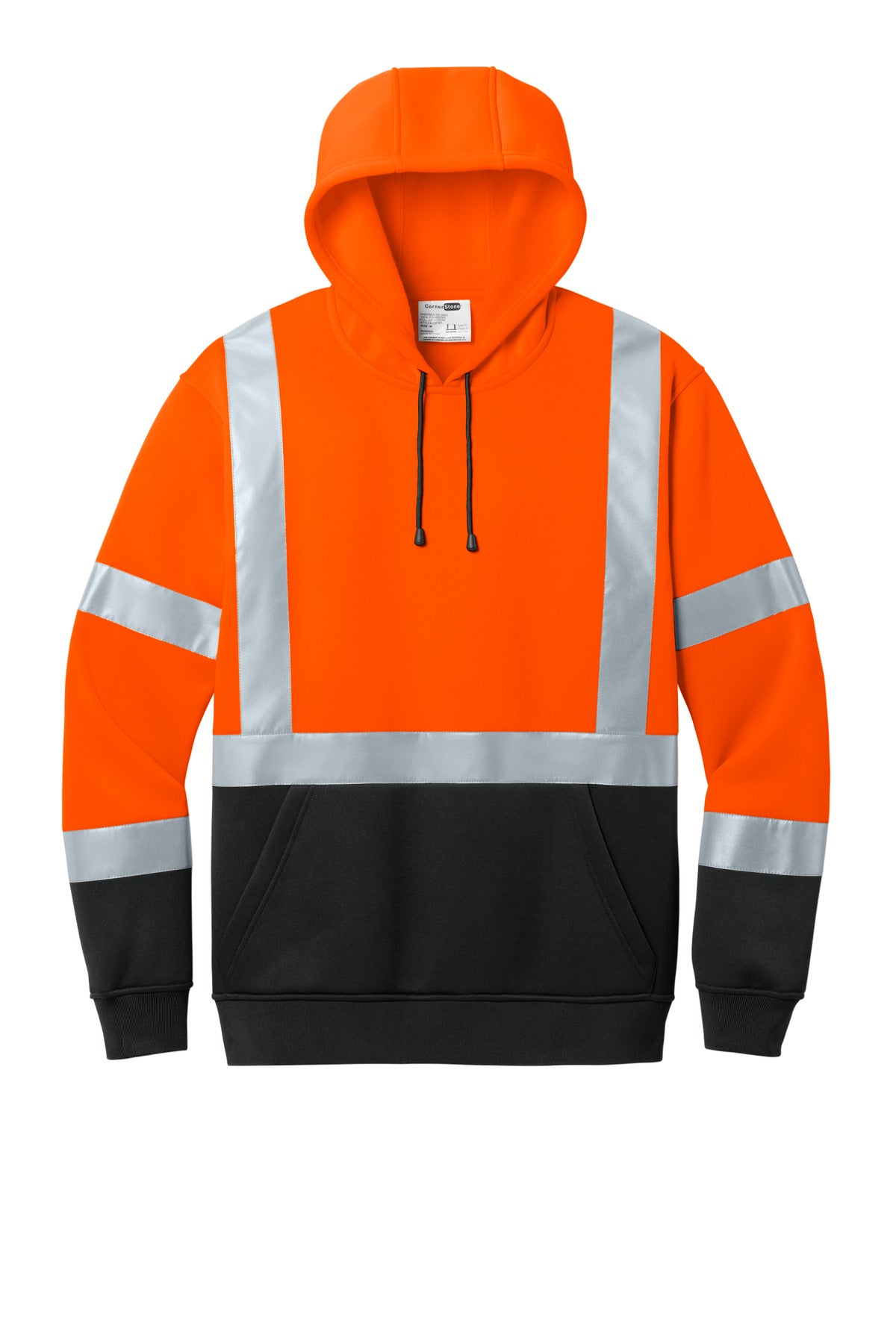 CornerStone ANSI 107 Class 3 Heavy-Duty Fleece Pullover Hoodie - Safety Orange
