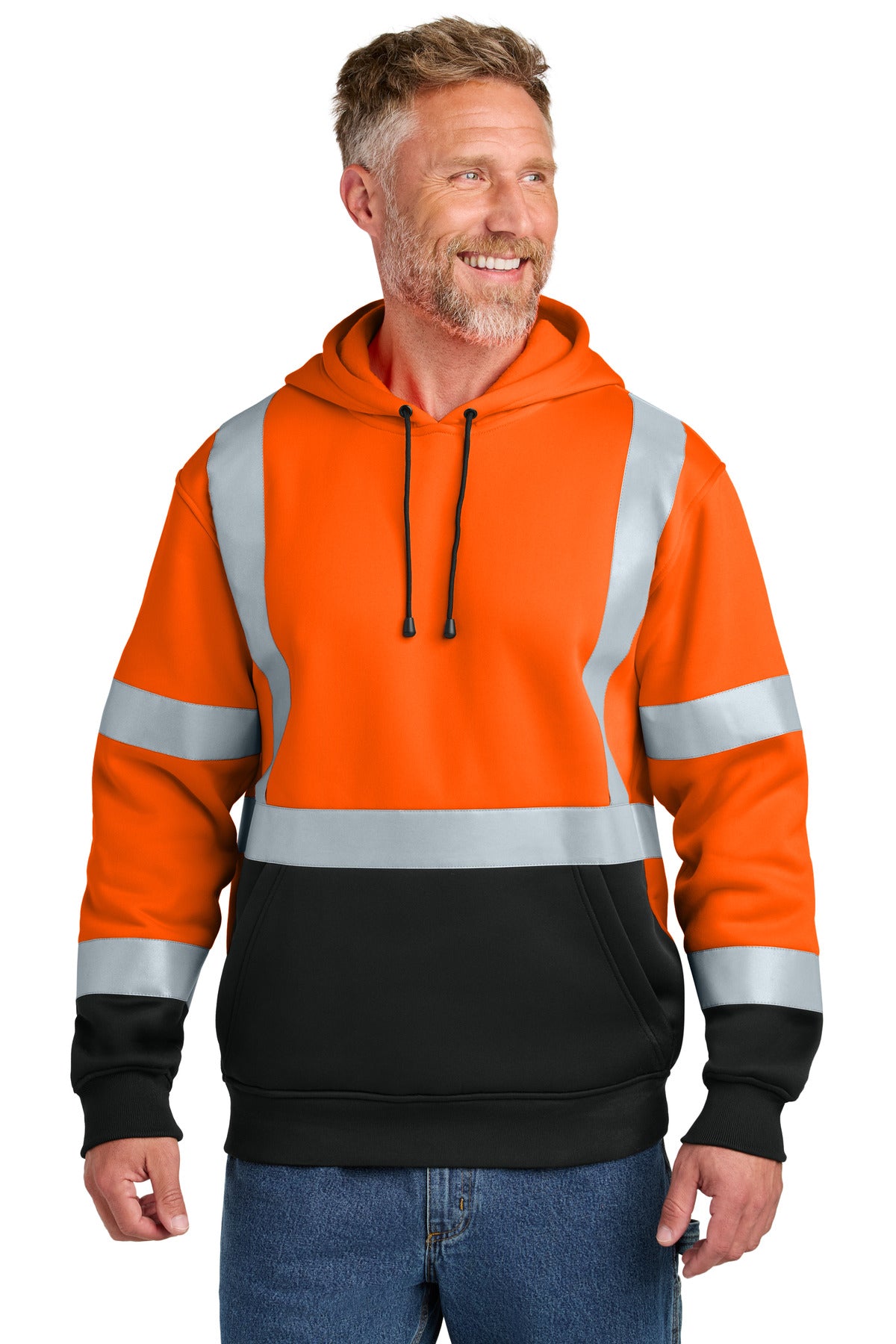 CornerStone ANSI 107 Class 3 Heavy-Duty Fleece Pullover Hoodie - Safety Orange