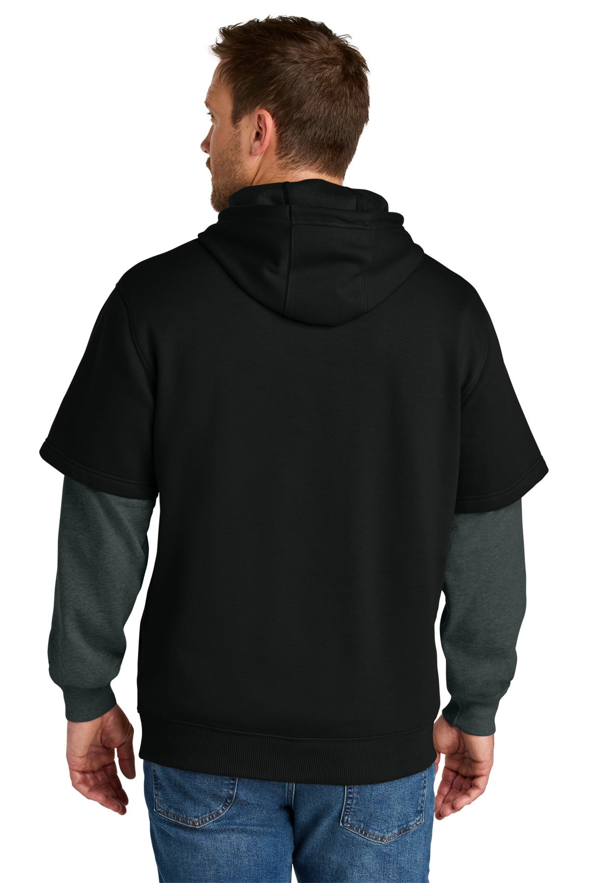 CornerStone Tough Fleece Layered Hoodie - Black/ Charcoal Heather