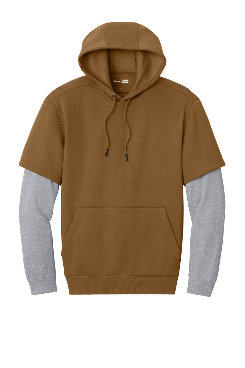 CornerStone Tough Fleece Layered Hoodie - Duck Brown/ Heather Grey