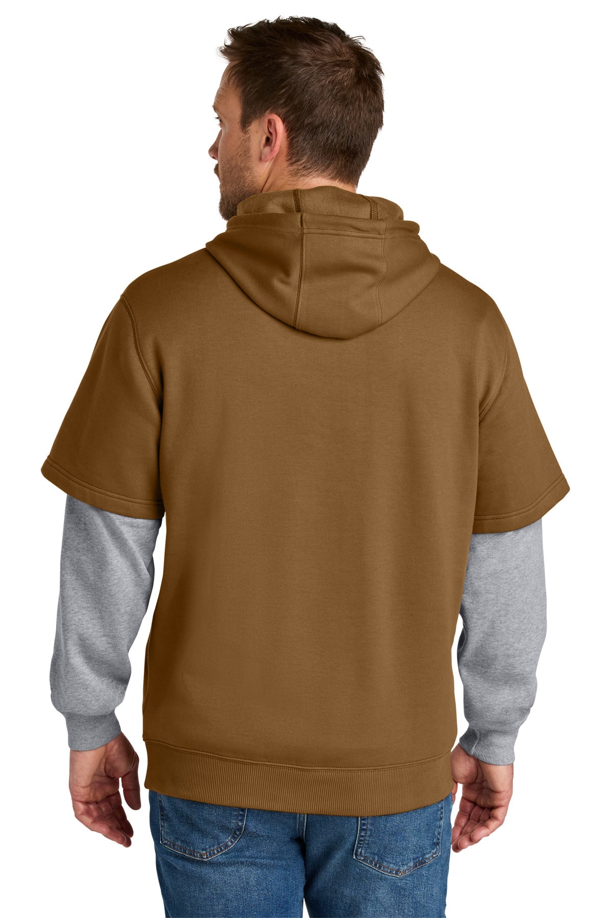 CornerStone Tough Fleece Layered Hoodie - Duck Brown/ Heather Grey
