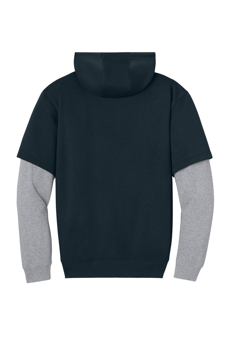 CornerStone Tough Fleece Layered Hoodie - Navy/ Heather Grey