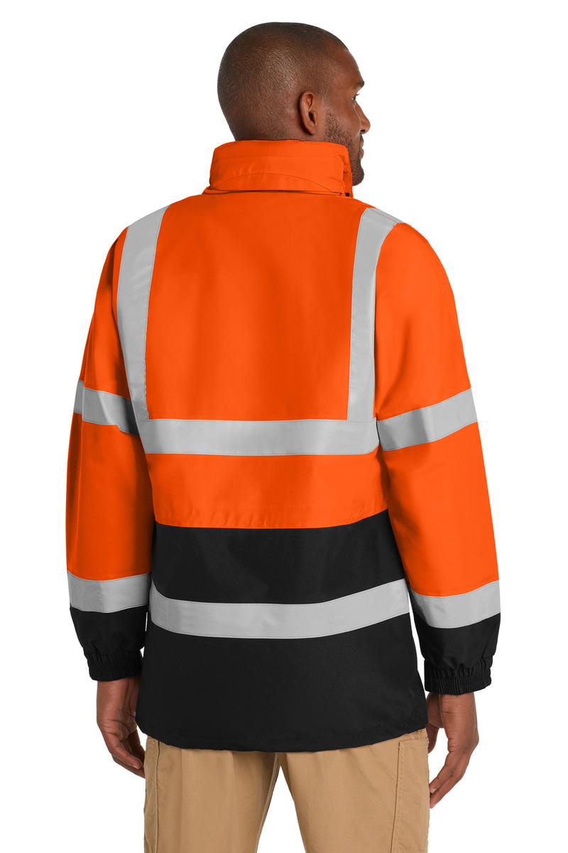 CornerStone - ANSI 107 Class 3 Waterproof Parka - Safety Orange/ Black