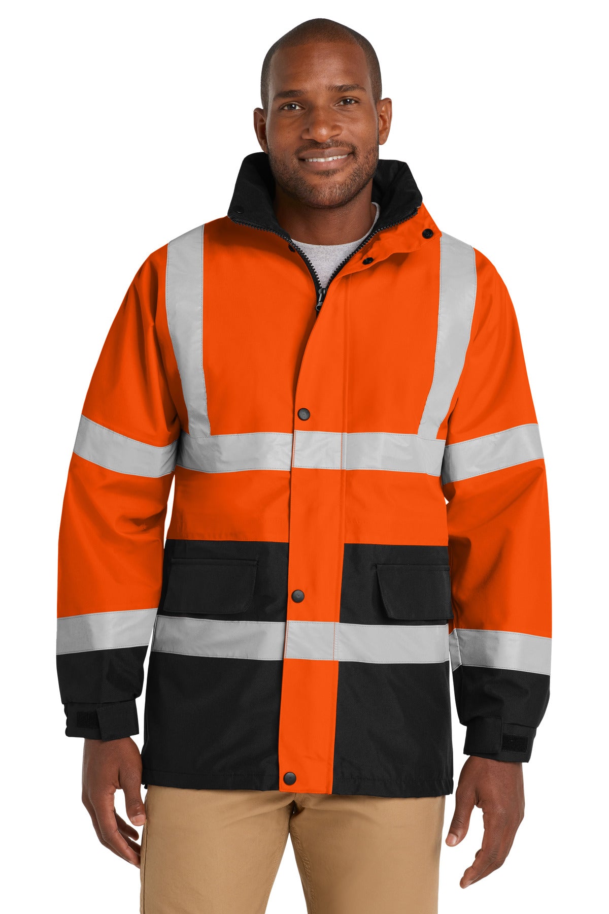 CornerStone - ANSI 107 Class 3 Waterproof Parka - Safety Orange/ Black