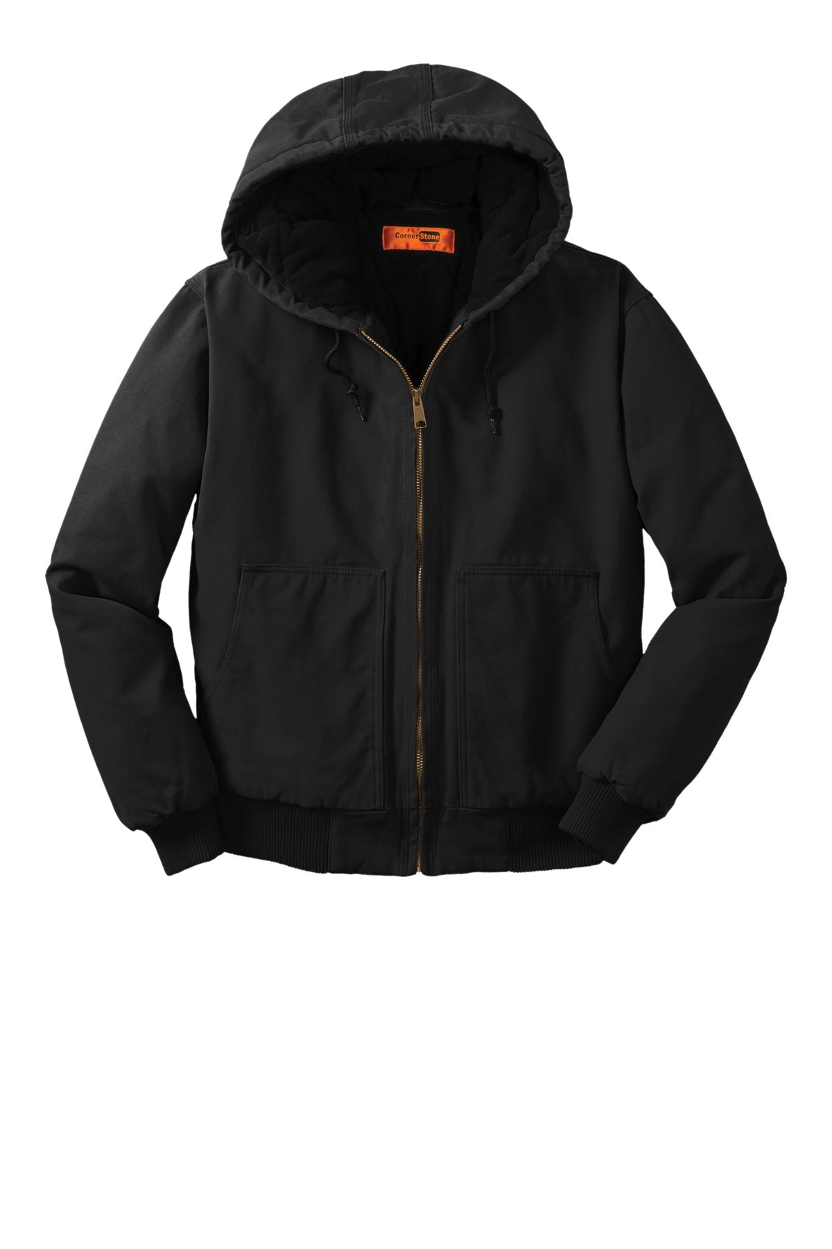 CornerStone Washed Duck Cloth Insulated Hooded Work Jacket - Black