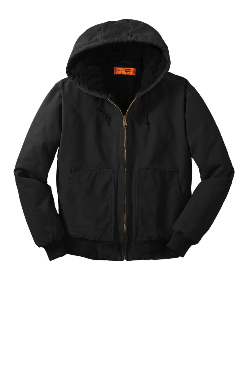 CornerStone Washed Duck Cloth Insulated Hooded Work Jacket - Black