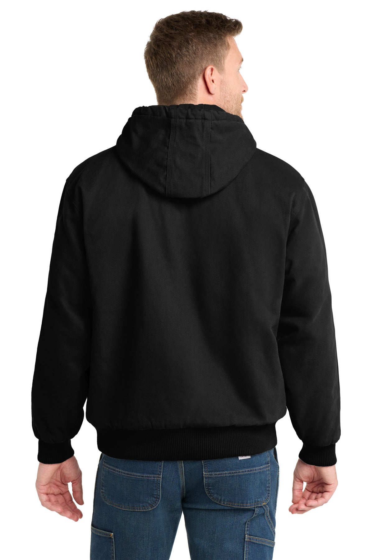 CornerStone Washed Duck Cloth Insulated Hooded Work Jacket - Black