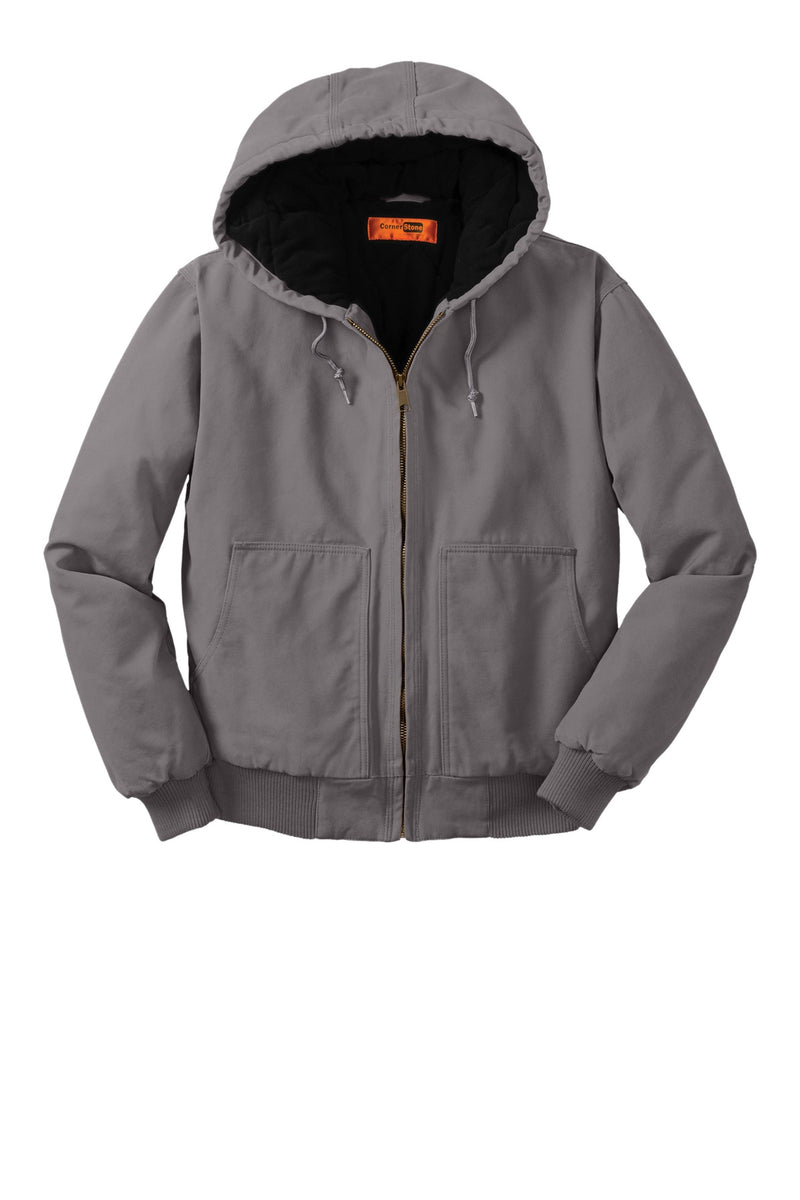 CornerStone Washed Duck Cloth Insulated Hooded Work Jacket - Metal Grey
