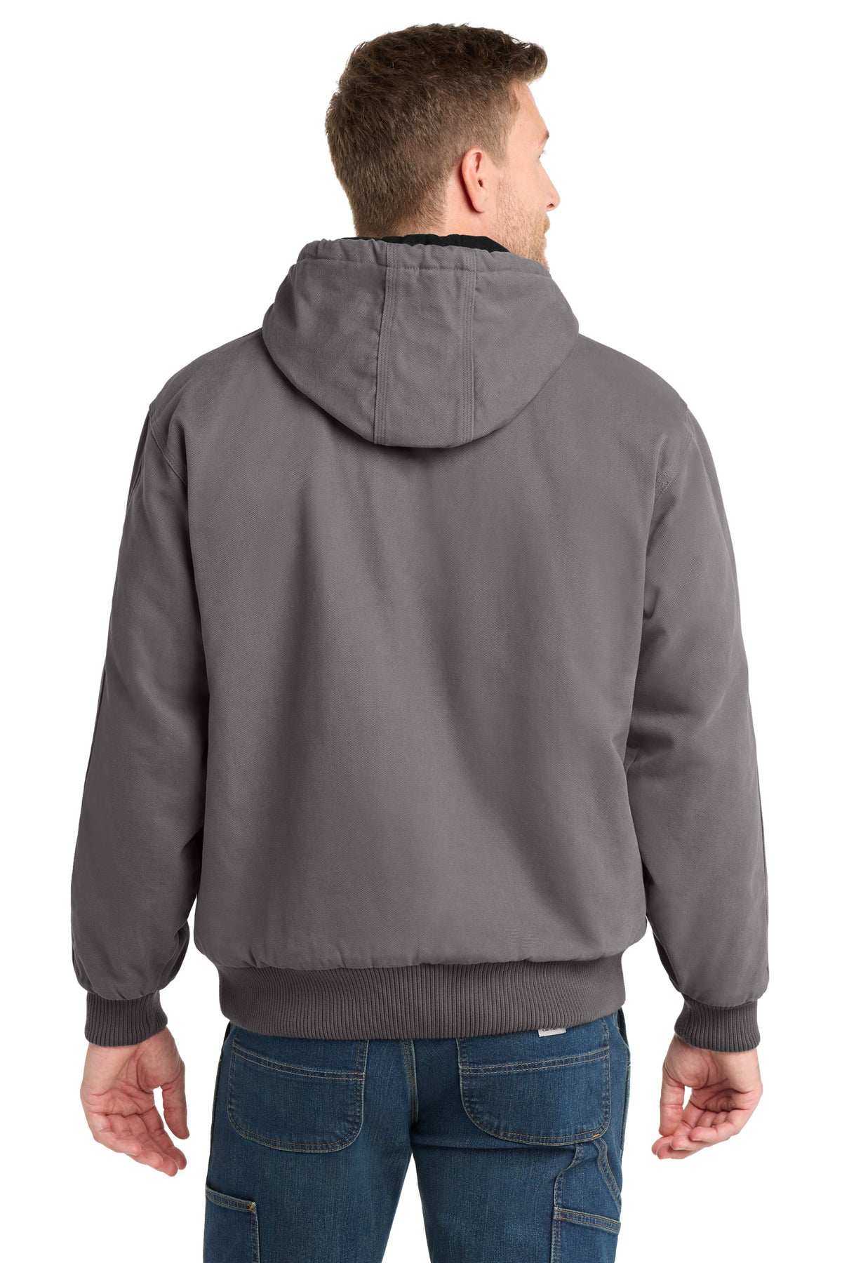 CornerStone Washed Duck Cloth Insulated Hooded Work Jacket - Metal Grey