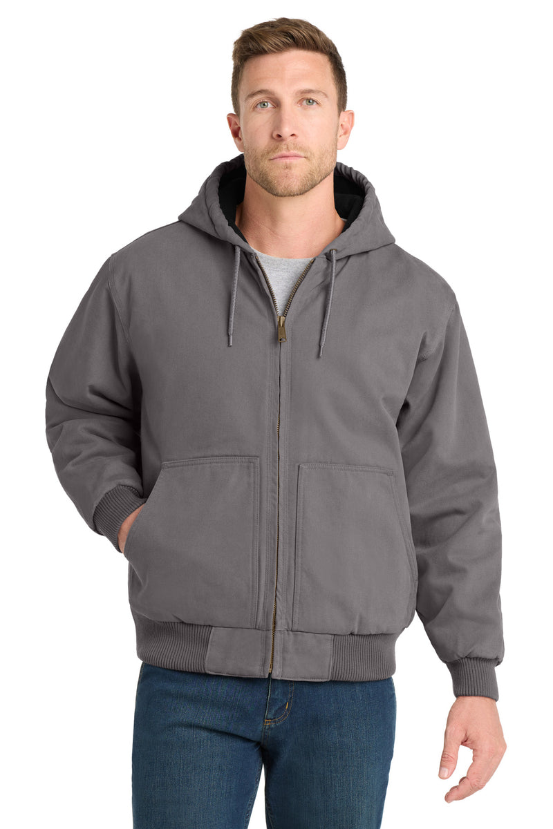 CornerStone Washed Duck Cloth Insulated Hooded Work Jacket - Metal Grey