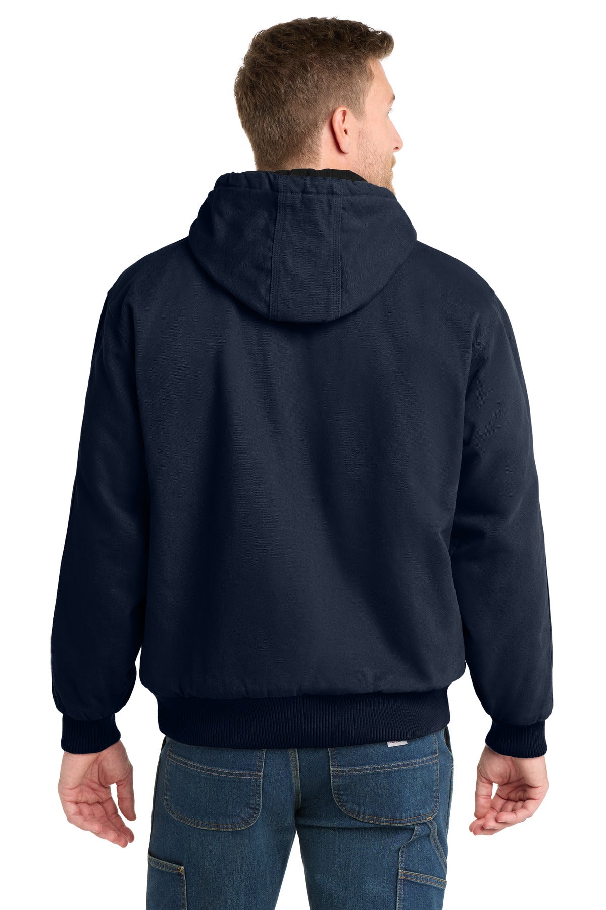 CornerStone Washed Duck Cloth Insulated Hooded Work Jacket - Navy