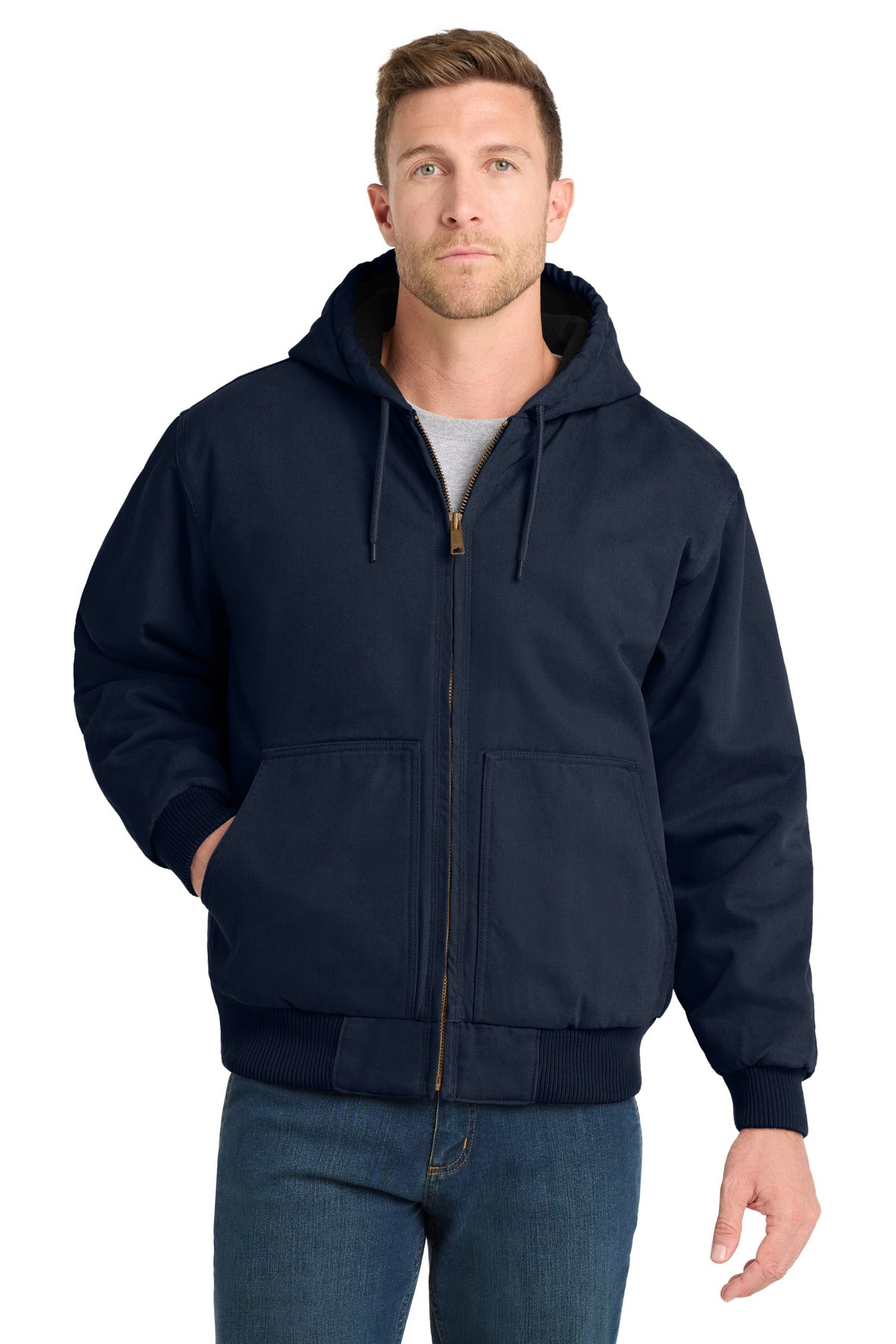 CornerStone Washed Duck Cloth Insulated Hooded Work Jacket - Navy