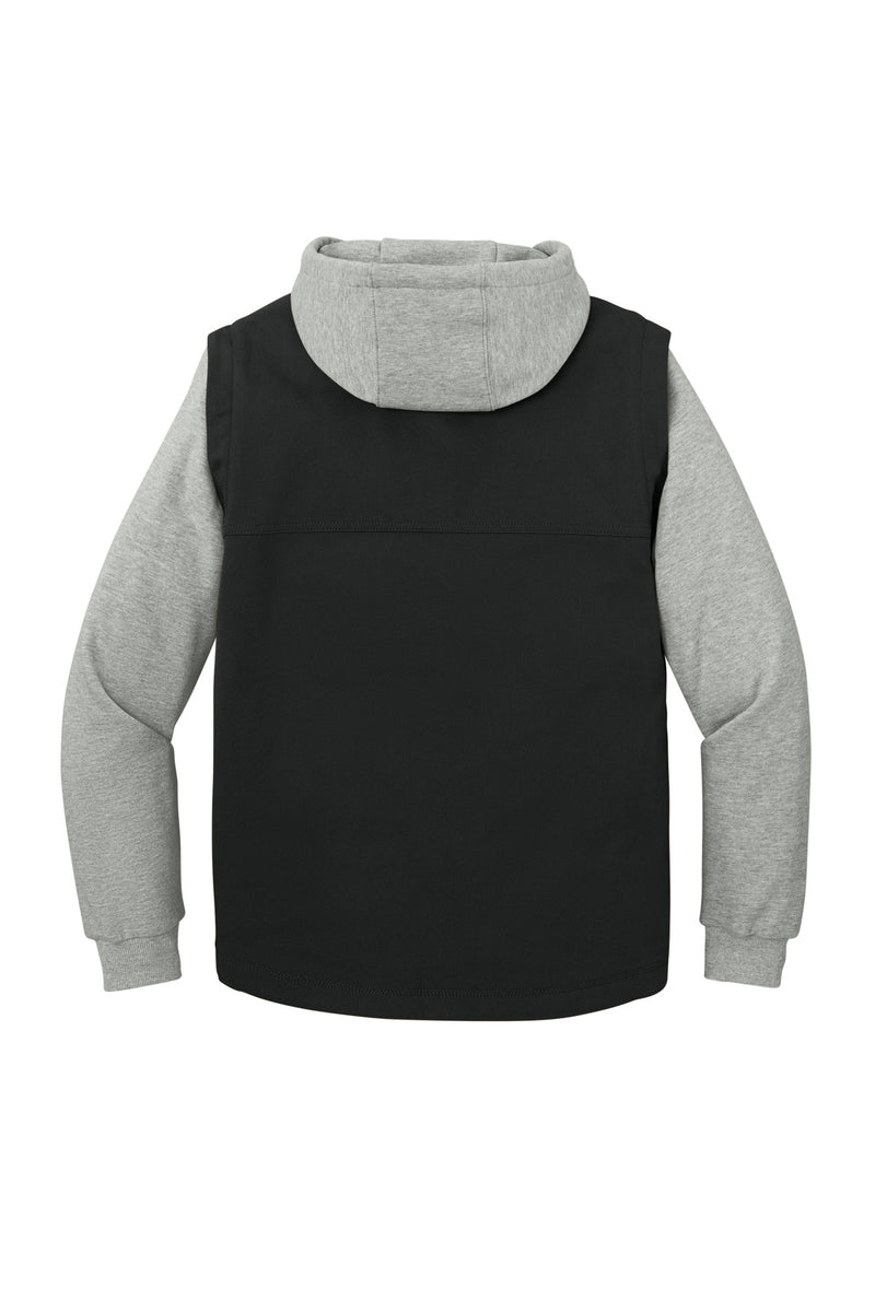 CornerStone Duck Fleece Full-Zip Hooded Jacket - Black/ Heather Grey