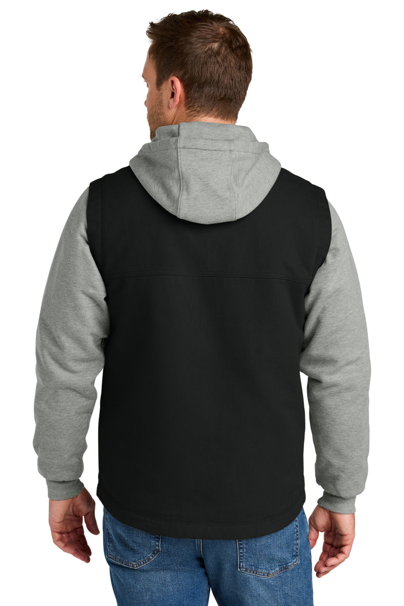CornerStone Duck Fleece Full-Zip Hooded Jacket - Black/ Heather Grey